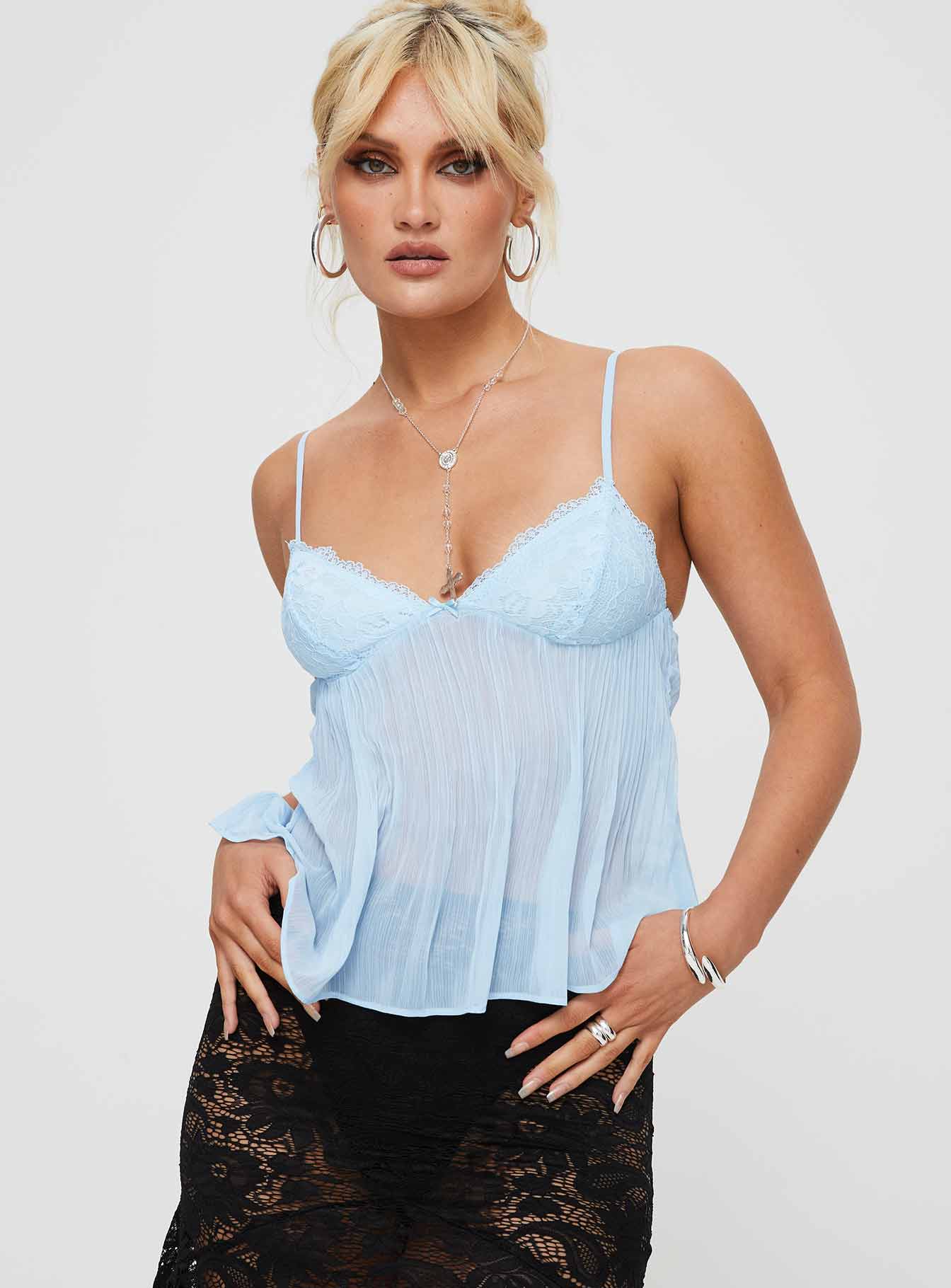 Plisseret Blonde Top