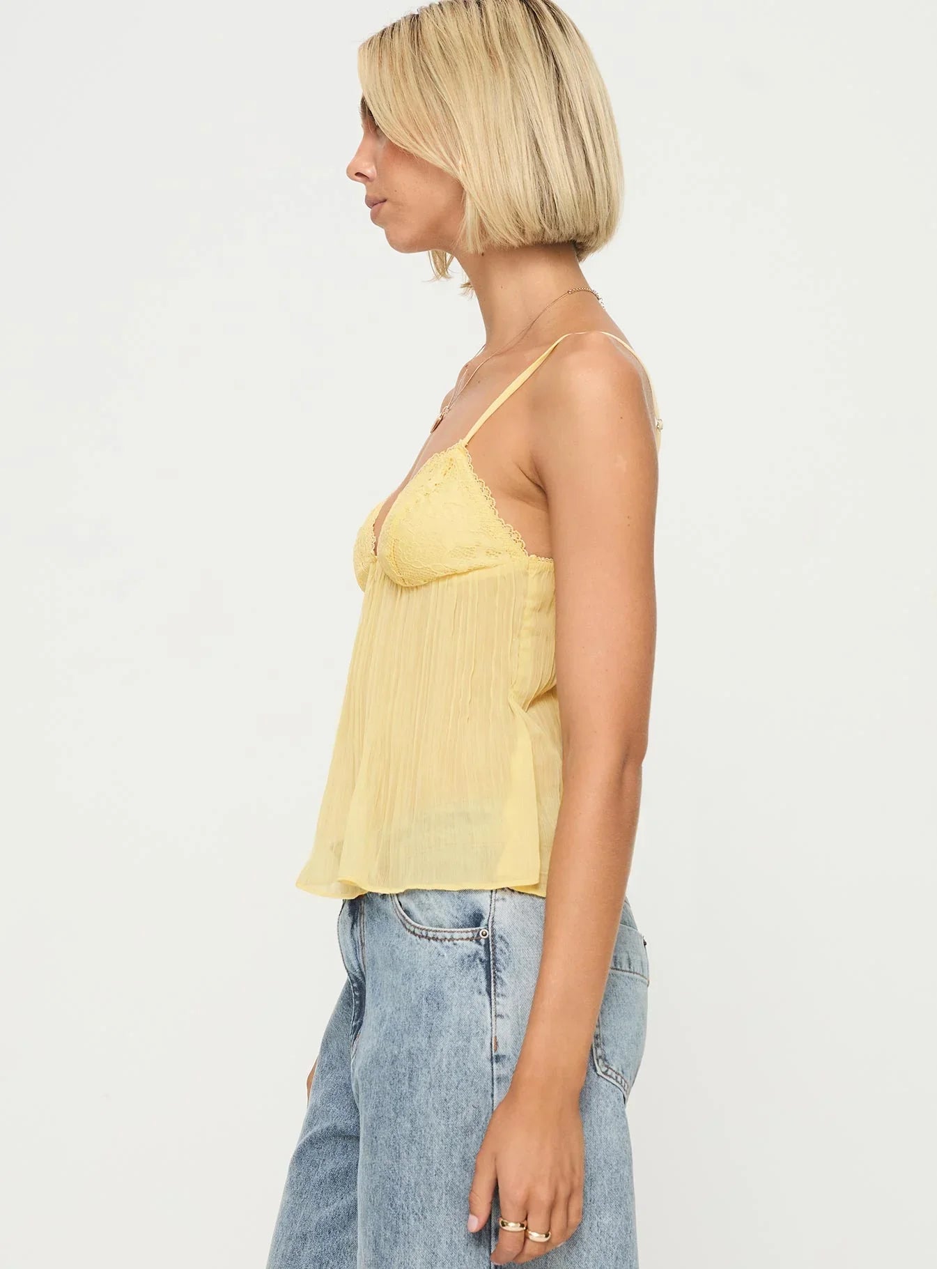 Plisseret Blonde Top
