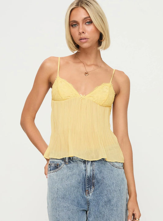 Plisseret Blonde Top