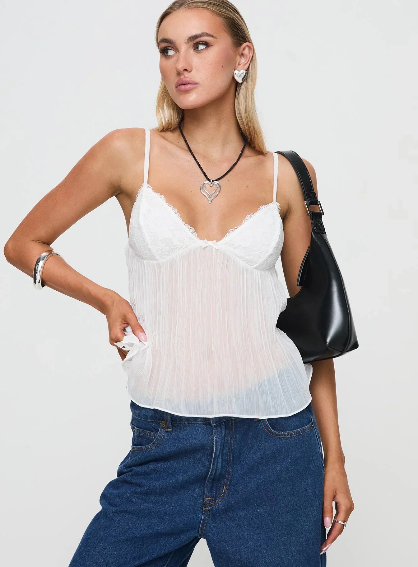 Plisseret Blonde Top