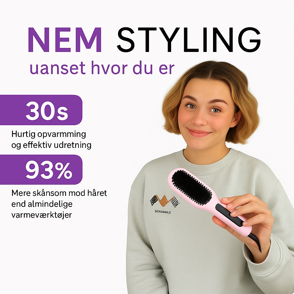 Nordelle Bærbar Stylingbørste | Krøl, Tør & Glat