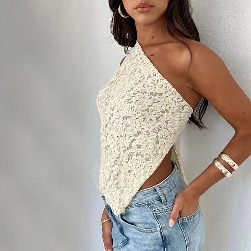 Elfenbensfarvet Satin - Cami Top