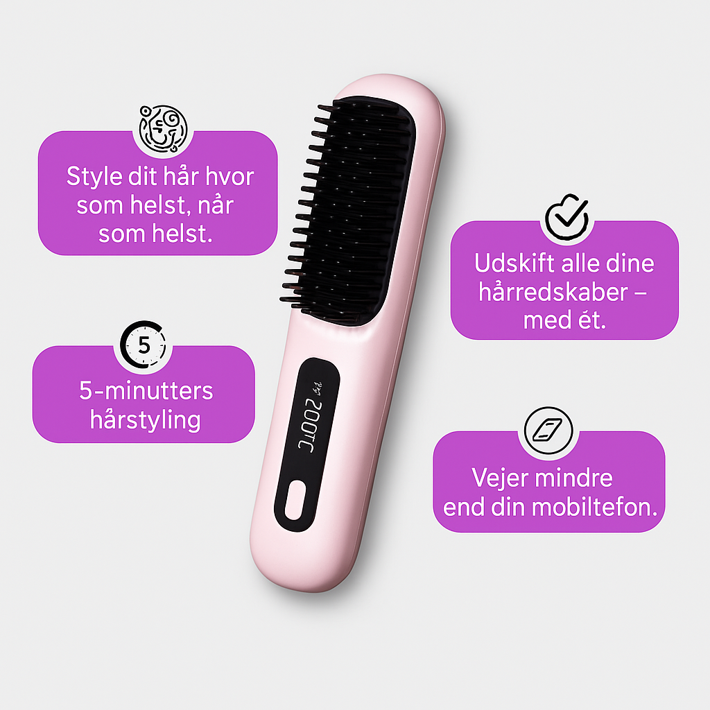 Nordelle Bærbar Stylingbørste | Krøl, Tør & Glat